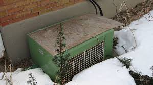 An AC unit during winter