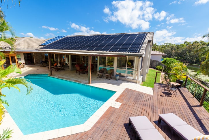 Backyard with solar panel