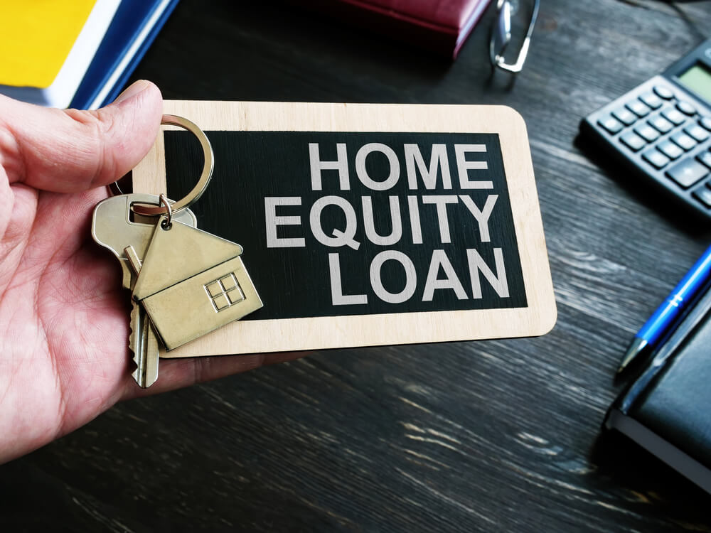 Home Equity Loan Sign and Key for House.